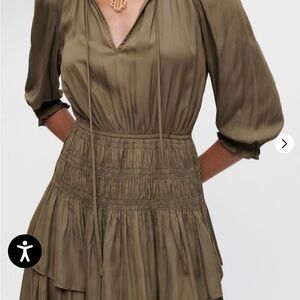 Maje Khaki Long Sleeve Dress